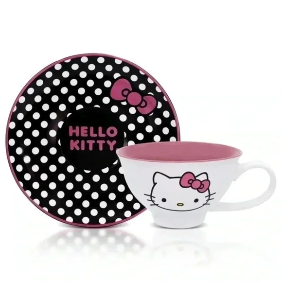 HELLO KITTY TEA CUP AND SAUCER BRAND NEW 12 oz - Picture 1 of 7